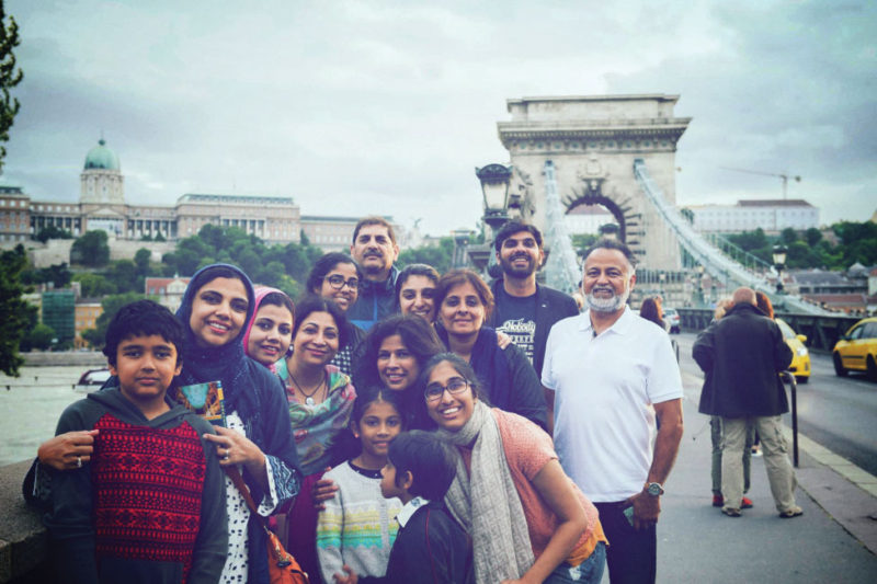 Our group posing on Chain Bridge, the famous bridge connecting Buda and Pest. Buda Castle can be seen in the background