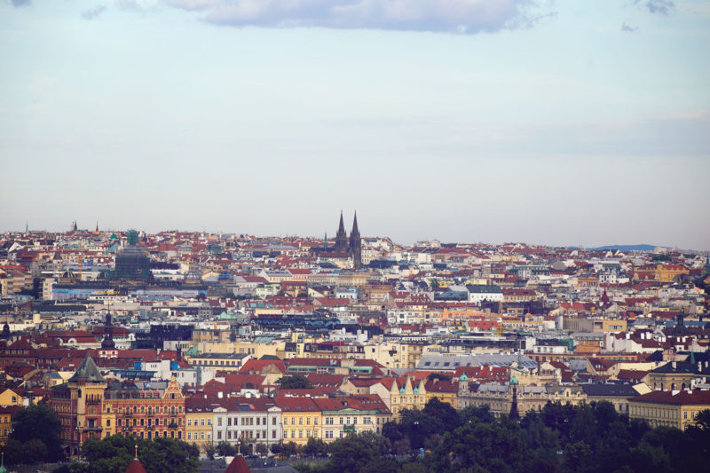 One of the best views of Prague Castle and the city is from Petrin Hill Tower